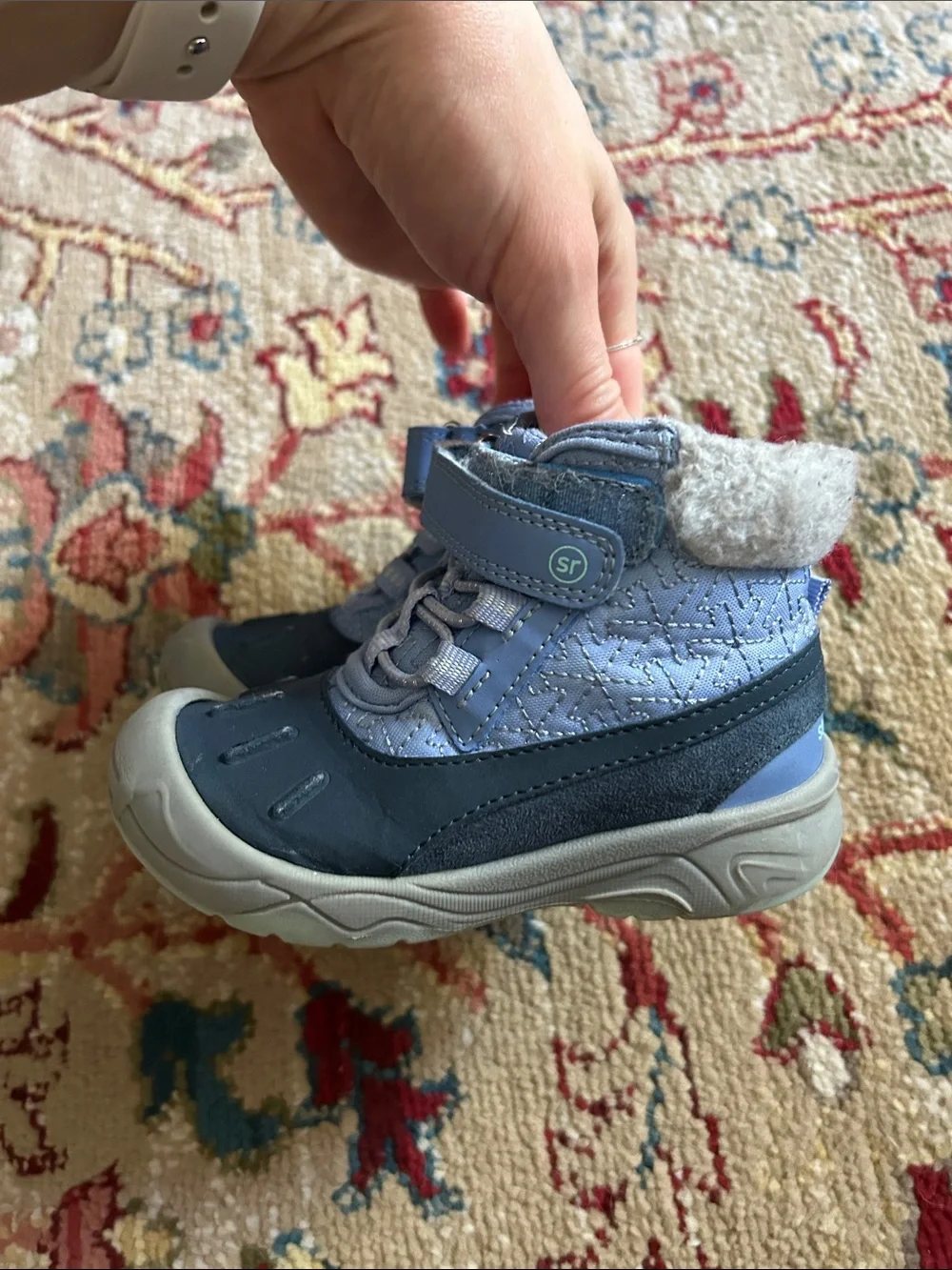 Stride Rite Size 7 Kids Waterproof Winter Boots - Light Purple/Gray
